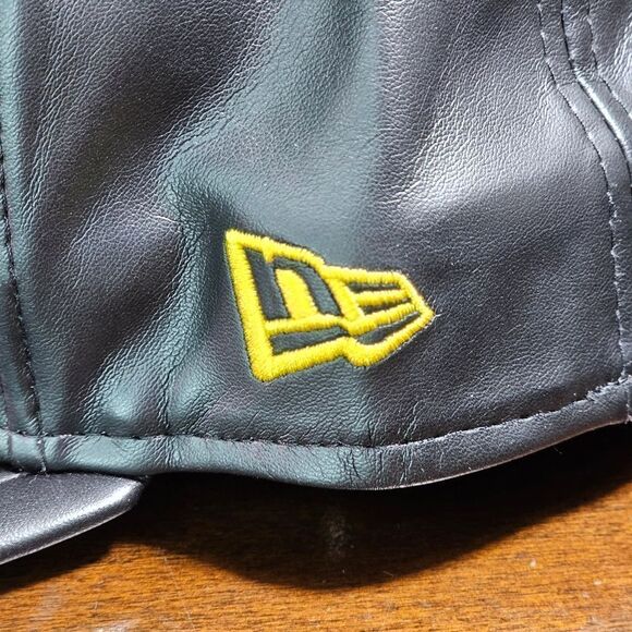 New Era Golden State Warriors Leather Hat Cap Black Yellow 59FIFTY 7 1/8 Curry - Picture 6 of 14